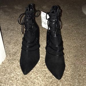 Black booties/heels with leather lace